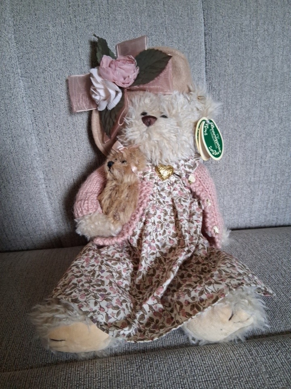 Bearington Teddy Bear in Pink Dress and Hat - Plush Stuffed Animal NWT